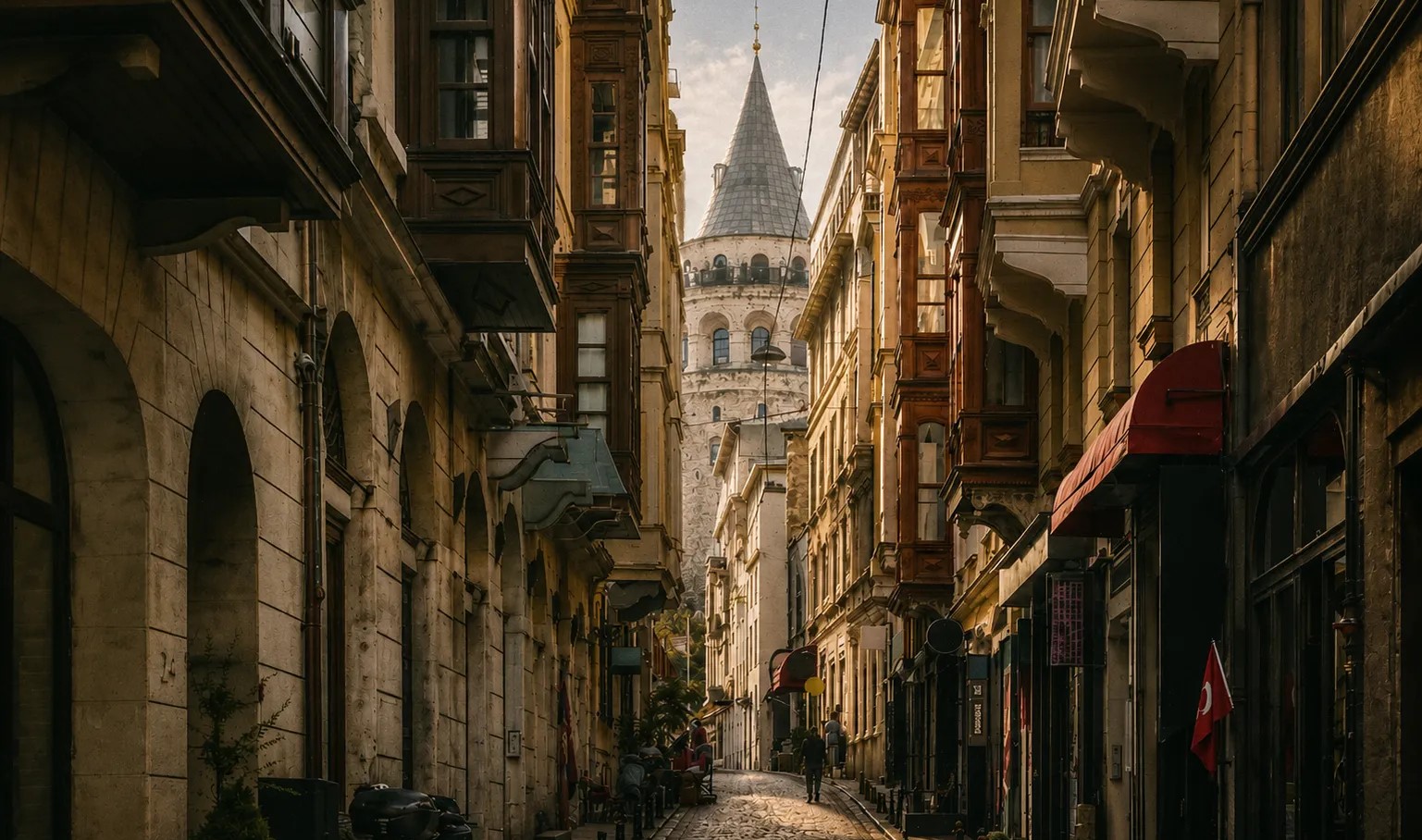 Karakoy area in Istanbul with Galata Tower and city views
