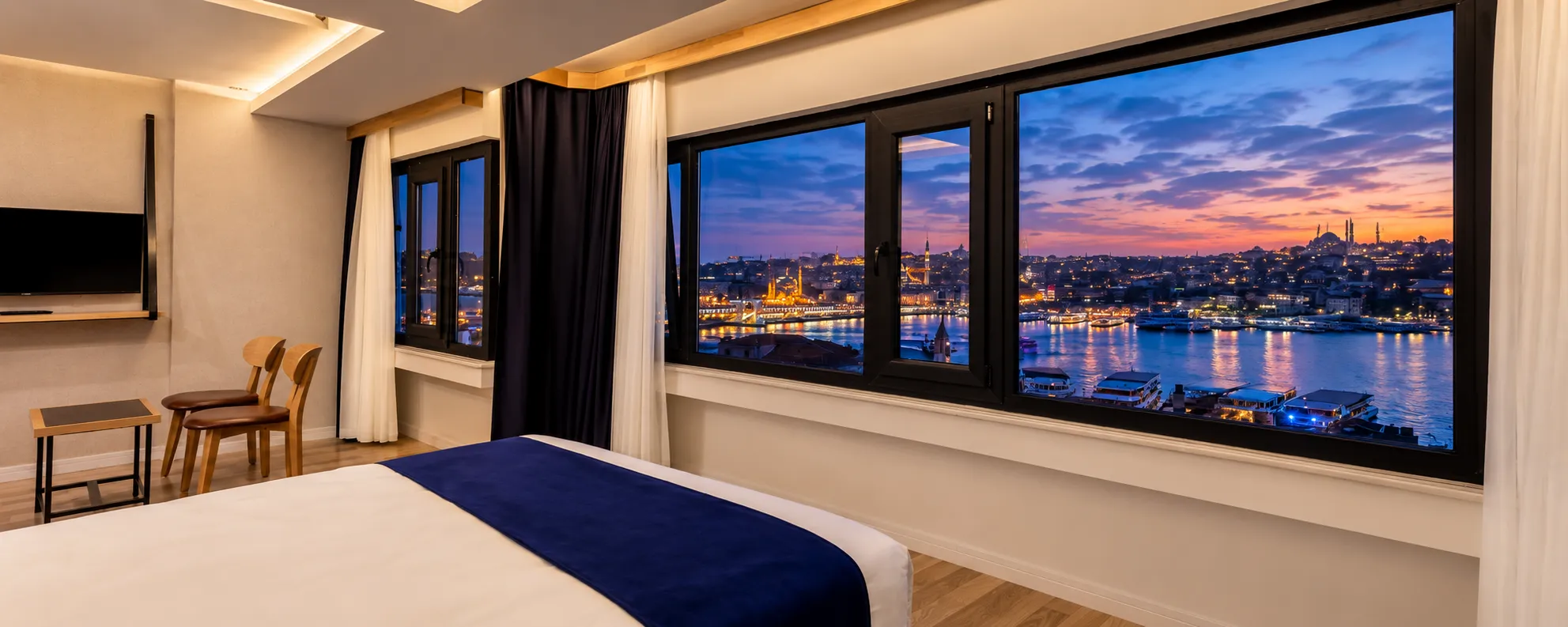 Golden Horn view from a room at Union Hotel Karaköy near Galata Bridge in Istanbul